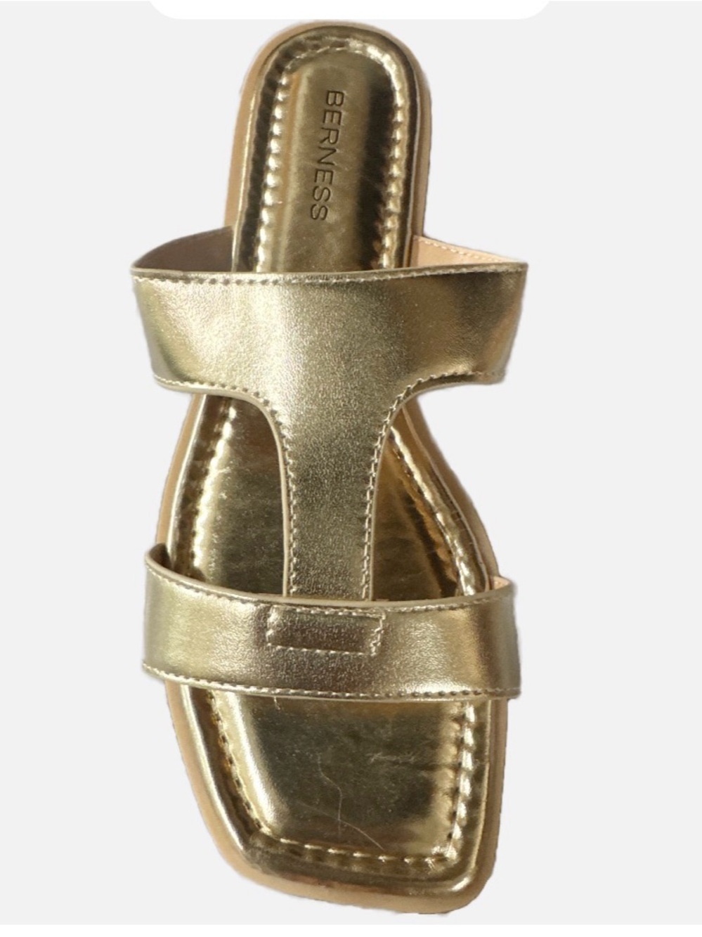 BERNESS Thelma Metallic Gold Slide Sandal Dressy Slip-On